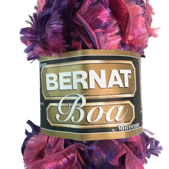 Bernat Boa Yarn Lot 2 Skeins 1.3oz-50g Doo Doo Bird Eyelash - Picture 2 of 4